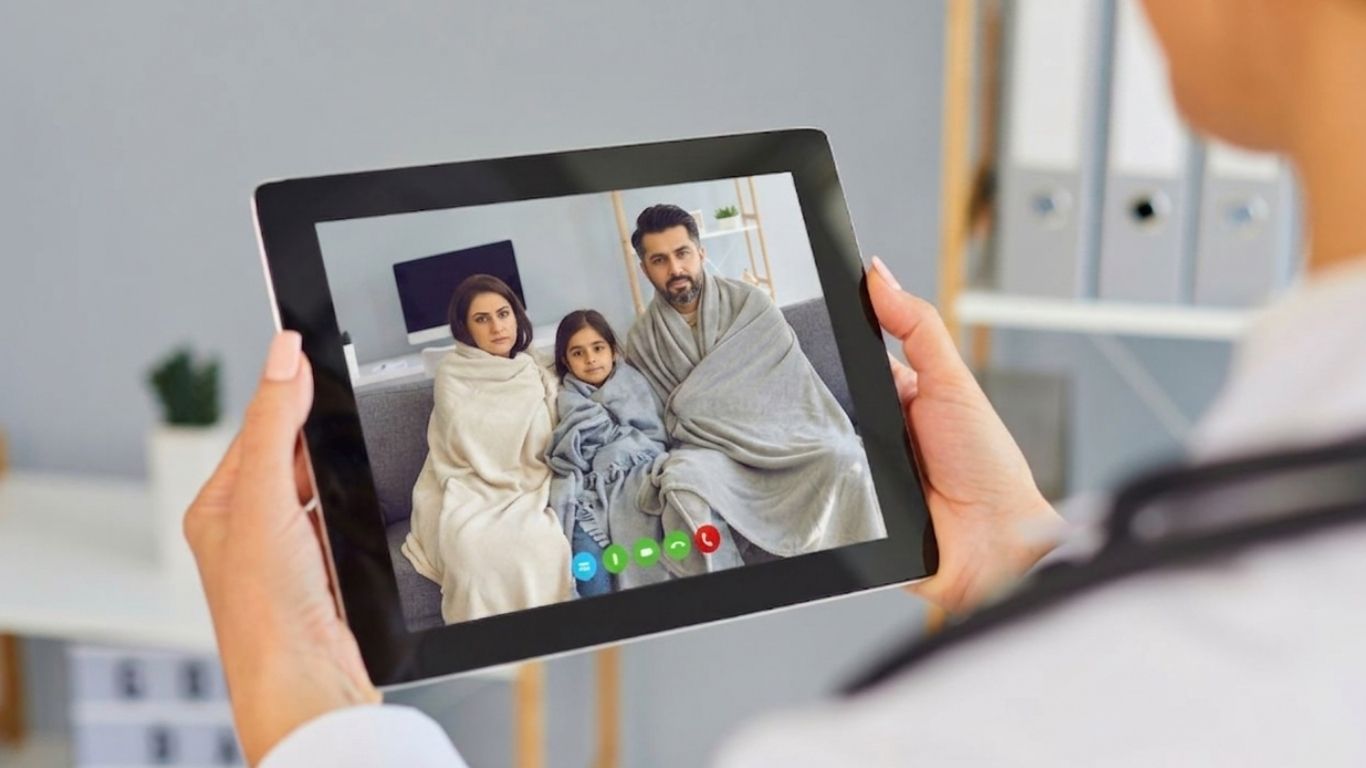 Patient receiving virtual healthcare at home