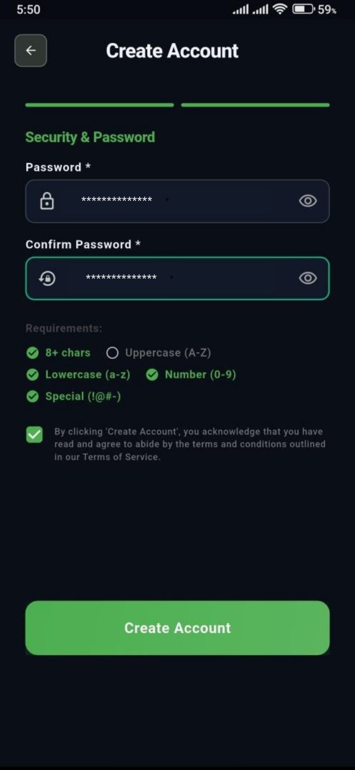 Patient creating a Virtual Sehat account — screen 2