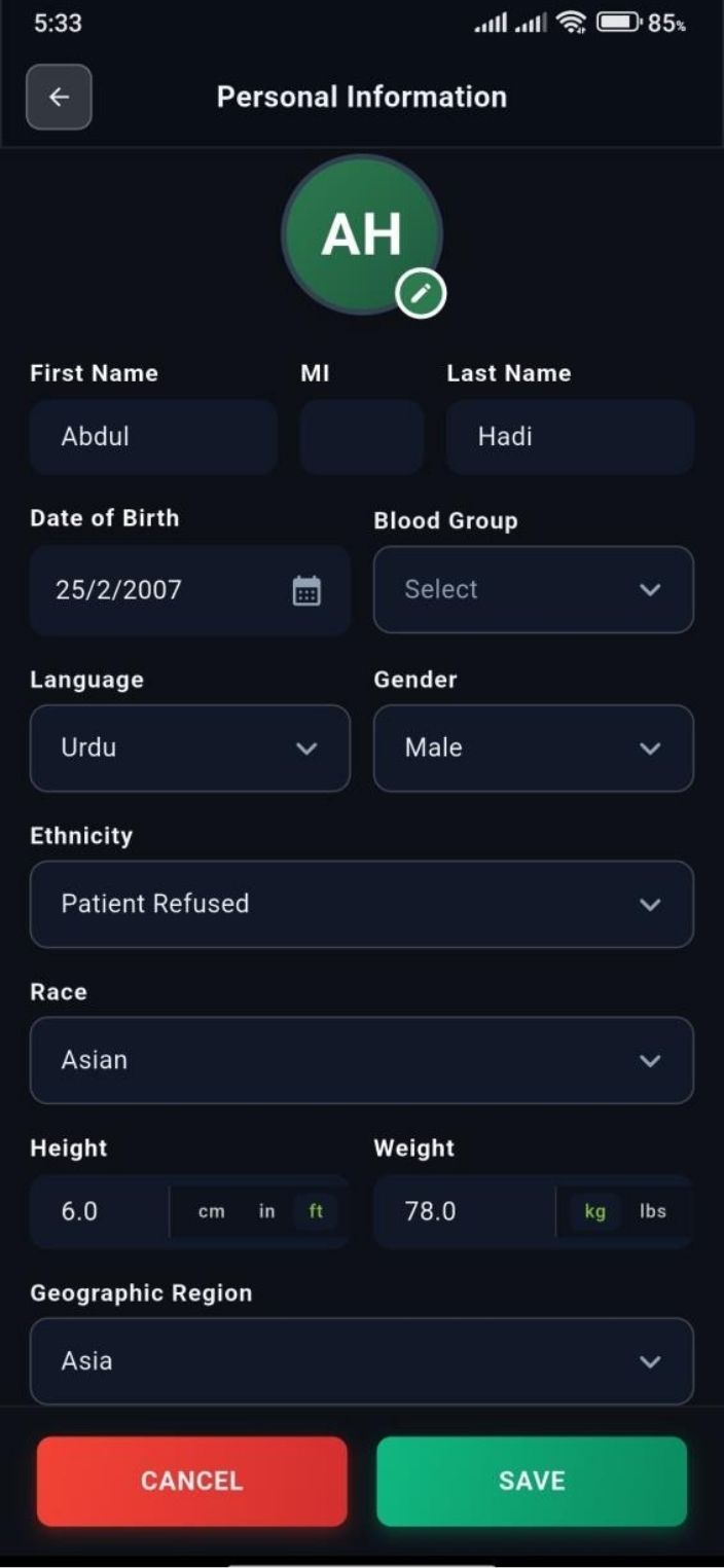 Lumi Wellness Portal medical records — screen 3