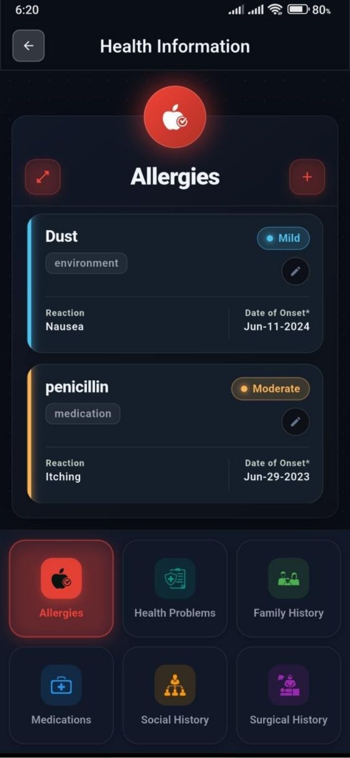 Lumi Wellness Portal medical records — screen 6