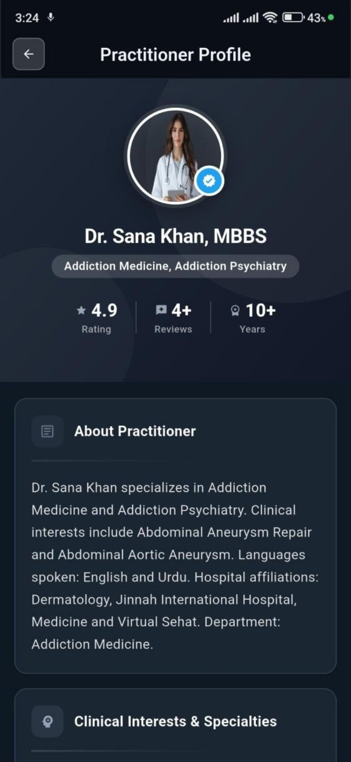 Choosing a physician on Virtual Sehat — screen 2